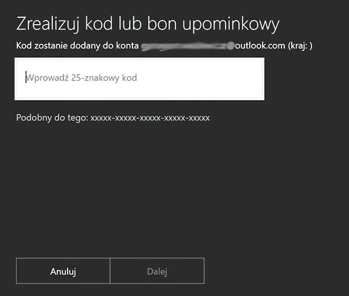 Kroki aktywacji kodu