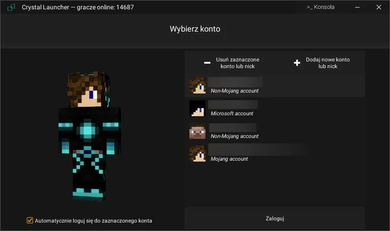 Problemy z skinami w Crystal Launcher